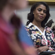 Omarosa Manigault watches during a meeting with parents and teachers at the White House Feb. 15, 2017. (Jabin Botsford/Washington Post)